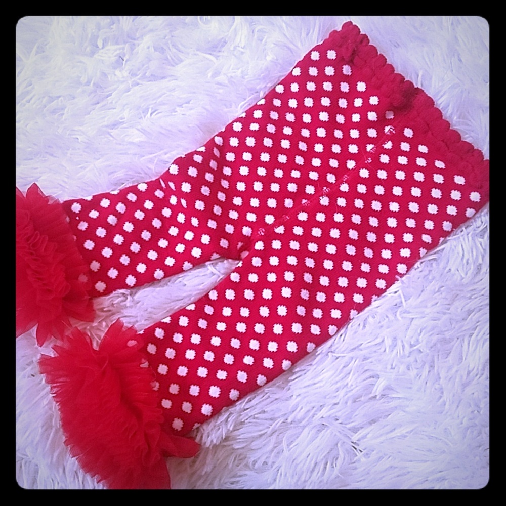 Winter tights 12-18m red white and ruffles!